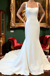 Spandex Straps Sweep Train Trumpet Mermaid Wedding Dresses